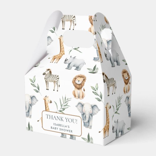 Chique Oerwoud Dieren Groene Safari Baby shower Bedankdoosjes (Voorkant Zijde)