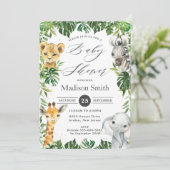 Chique Oerwoud Dieren Groene Safari Baby shower Kaart (Staand voorkant)