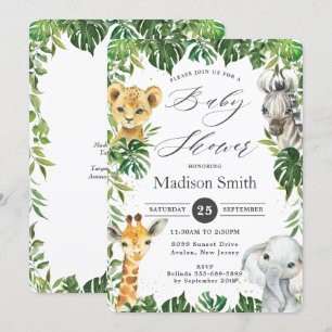 Chique Oerwoud Dieren Groene Safari Baby shower Kaart