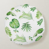 Chique Oerwoud Dieren Safari Groen Kinder Baby Rond Kussen (Achterkant)