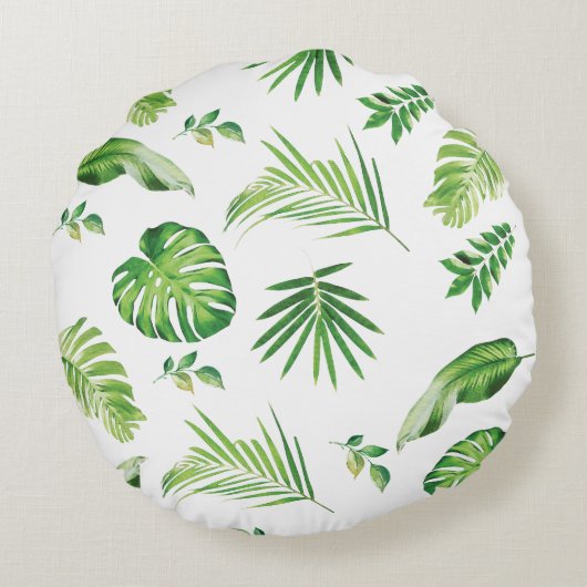 Chique Oerwoud Dieren Safari Groen Kinder Baby Rond Kussen (Achterkant)