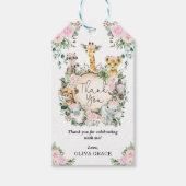 Chique Oerwoud Safari Dieren Blush Bloemen Baby Me Cadeaulabel (Voorkant)