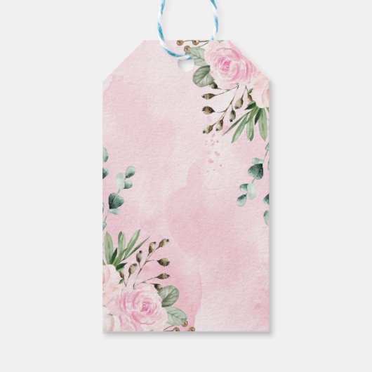 Chique Oerwoud Safari Dieren Blush Bloemen Baby Me Cadeaulabel (Achterkant)