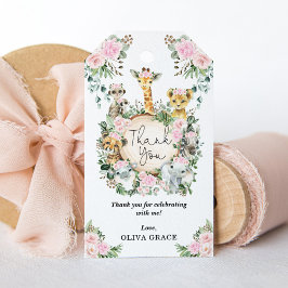 Chique Oerwoud Safari Dieren Blush Bloemen Baby Me Cadeaulabel