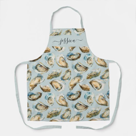 Chique oesters patroon script naam schort (Voorkant)