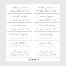 Chique off-black script bruiloft gast Adresetikett Sticker