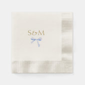 Chique off wit | Blauw lint bruiloft welkom Servet (Voorkant)