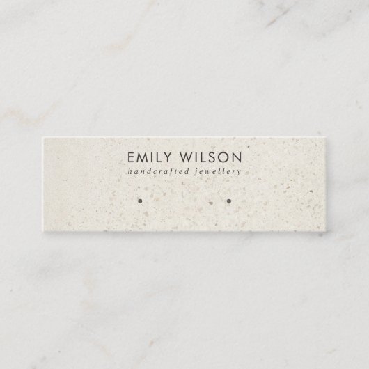 CHIQUE OFF WIT GRIJS TERRAZZO STUD OORBEL DISPLAY MINI VISITEKAARTJE (Voorkant)