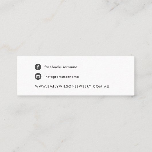 CHIQUE OFF WIT GRIJS TERRAZZO STUD OORBEL DISPLAY MINI VISITEKAARTJE (Achterkant)