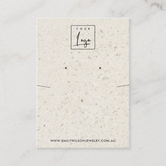 CHIQUE OFF WITTE TERRAZZO KETTING OORBEL DISPLAY VISITEKAARTJE (Voorkant)