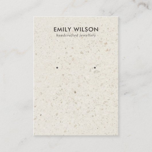 CHIQUE OFF WITTE TERRAZZO STUD OORBEL DISPLAY KAAR VISITEKAARTJE (Voorkant)