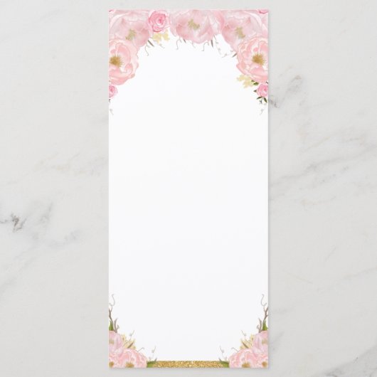 Chique Olifant Blush Roze Bloemen Baby shower Menu (Achterkant)