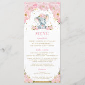 Chique Olifant Blush Roze Bloemen Baby shower Menu (Voorkant)
