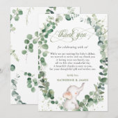 Chique olifant groen Genderneutraal Baby shower Bedankkaart (Voorkant / Achterkant)