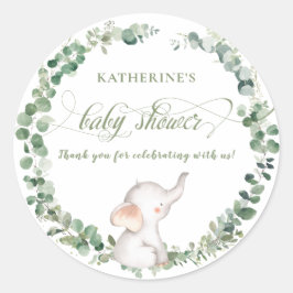 Chique olifant groen Genderneutraal Baby shower Ronde Sticker