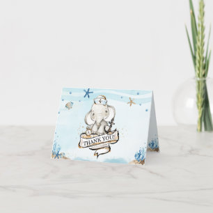 Chique olifant nautische blauwe jongen Baby shower Bedankkaart