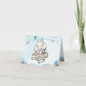 Chique olifant nautische blauwe jongen Baby shower Bedankkaart (Voorkant)