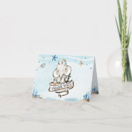Chique olifant nautische blauwe jongen Baby shower Bedankkaart