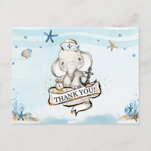 Chique olifant nautische jongen Baby shower dank u Briefkaart