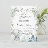 Chique Olifant Winter Alpen Baby Shower Neutraal I Kaart (Staand voorkant)