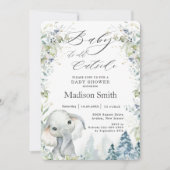 Chique Olifant Winter Alpen Baby Shower Neutraal I Kaart (Voorkant)