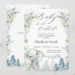 Chique Olifant Winter Alpen Baby Shower Neutraal I Kaart