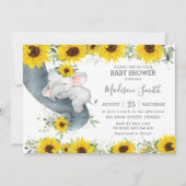 Chique olifant zonnebloem bloemenmeisje Baby showe Kaart (Voorkant)
