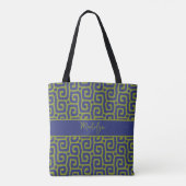 Chique olijfgroene abstracte script aangepaste naa tote bag (Achterkant)