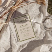 Chique olijfgroene QR-code foto bruiloft met oude  Kaart