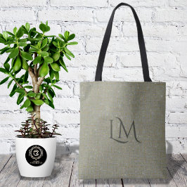 Chique OlijfTaupe Monogram Verfijnde Glitter Detai Tote Bag