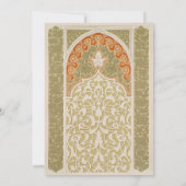 Chique Olive & Coral Art Nouveau Kant Bruiloft Kaart (Achterkant)