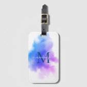 Chique Ombre Blauwe Roze Waterkleur Monogram Bagagelabel (Voorkant (verticaal))