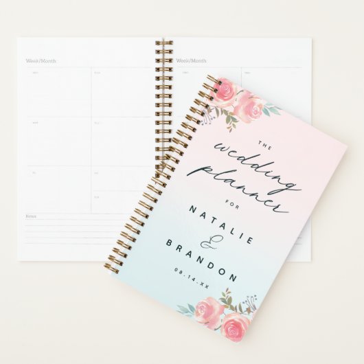 Chique Ombre Franse Tuin Bloemen Pioen Bruiloft Planner (Display)