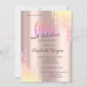 Chique Ombre Glitter Drips Roze Goud 50e Verjaarda Kaart