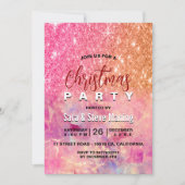 Chique ombre roos blush roze glitter kerst kaart (Voorkant)