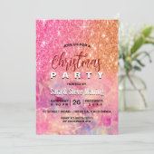 Chique ombre roos blush roze glitter kerst kaart (Staand voorkant)
