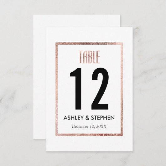 Chique onechte roze gouden tafelnummers (Voorkant / Achterkant)