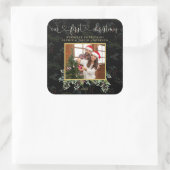 Chique Onze Eerste Kerstmis Calligrafie Winter Fot Vierkante Sticker (Tas)