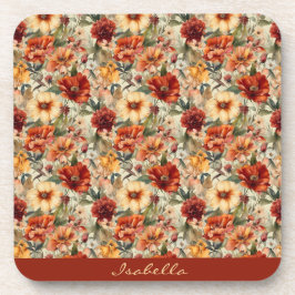 Chique op maat gemaakt waterverf bloemenpatroon bier onderzetter