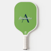 Chique op maat gemaakte monogram preppy groene mar pickleball paddle (Achterkant)