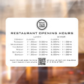 Chique openingstijden lunch diner restaurant raamsticker (Vel 2)