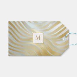 Chique Opulent Goud en Wit Multi Patterned Cadeaulabel