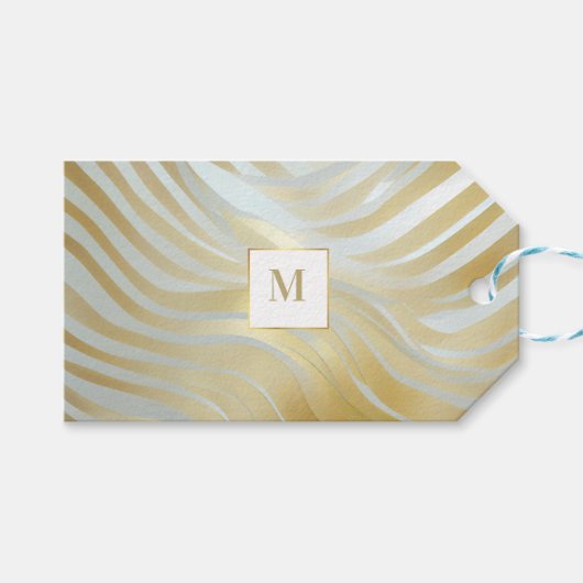 Chique Opulent Goud en Wit Multi Patterned Cadeaulabel (Voorkant (Horizontaal))