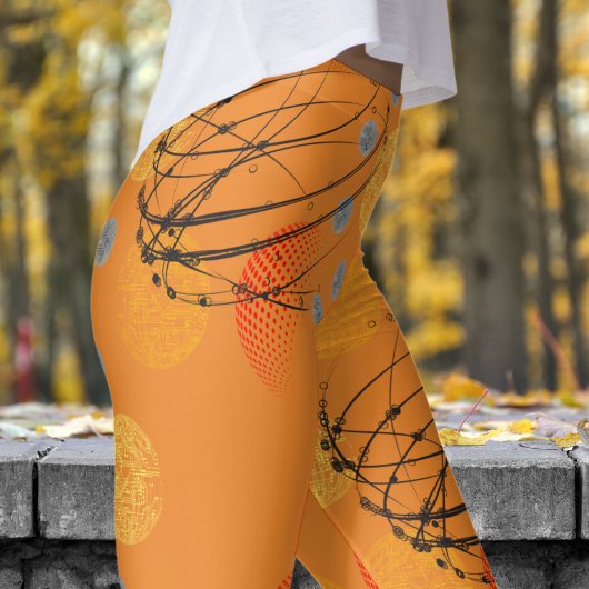chique Oranje atoomvortexpatroon Leggings