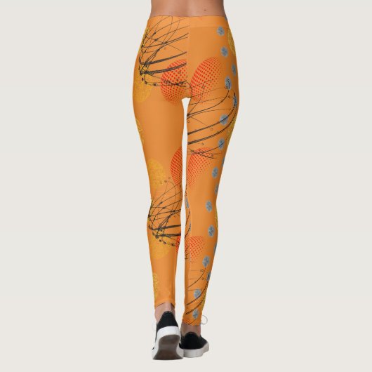 chique Oranje atoomvortexpatroon Leggings (Achterkant)