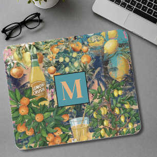 Chique oranje blauw turquoise Siciliaanse citrus c Muismat