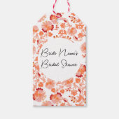 Chique Oranje Bloemige Print Bruidsmeisjesfeest Cadeaulabel (Voorkant)