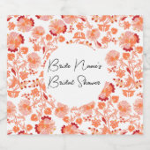 Chique oranje bloemprint bruidsdouche sparkling wijnetiket (Enkel label)