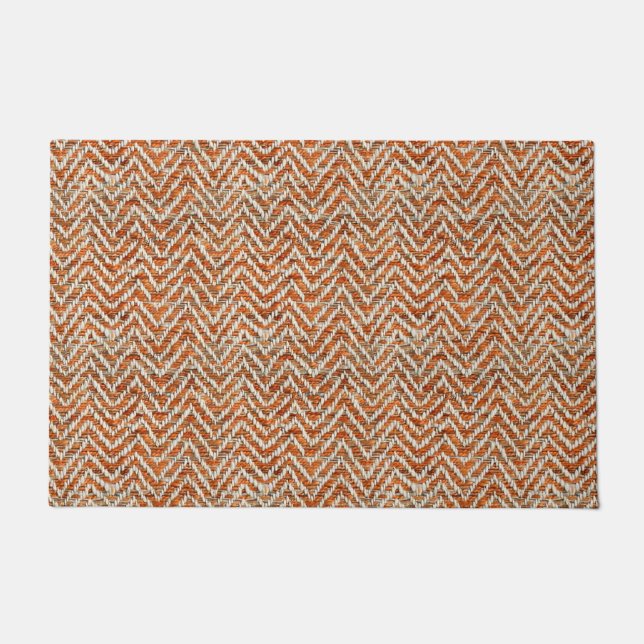 Chique oranje chevron deurmat (Voorkant)
