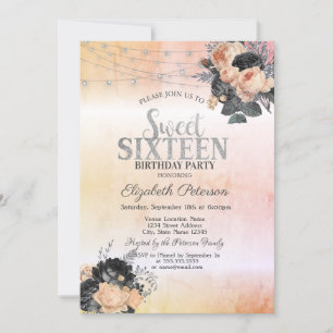 Chique Oranje Rozen Snoer Lichtjes Sweet 16 Kaart